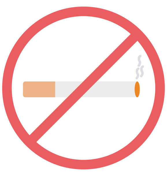 Нет курения, нет сигарет, нет иконки "Изолированный вектор", которую можно легко изменить или отредактировать
 - Вектор,изображение