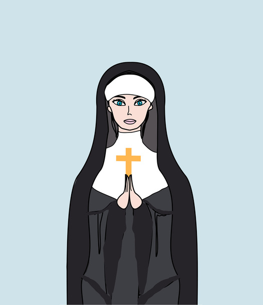 Vector illustration of nun - Vetor, Imagem