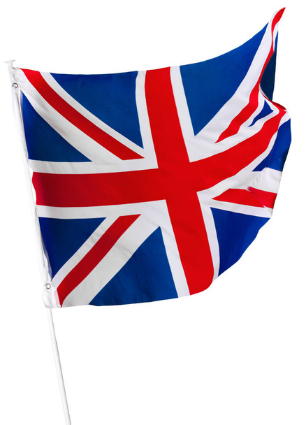 Flag of Great Britain isolated on white background, close-up  - Foto, Imagem