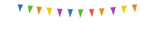 banderas de fiesta de colores en una línea de papel aislado sobre fondo blanco
 - Foto, Imagen