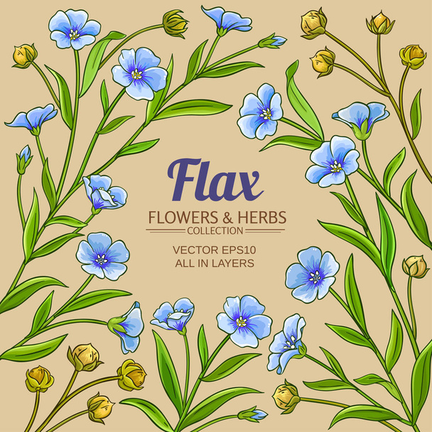 flax vector frame on color background - Wektor, obraz