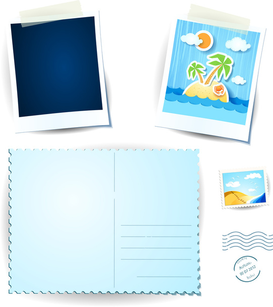 Paper set, holidays on the beach - Vector, Image