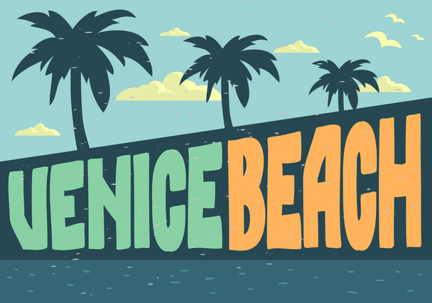 Venice Beach Los Angeles California Diseño para Poster Postal Vector Image
 - Vector, Imagen