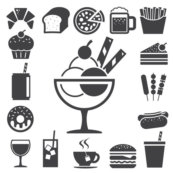 Set de iconos de comida rápida y postre
. - Vector, Imagen