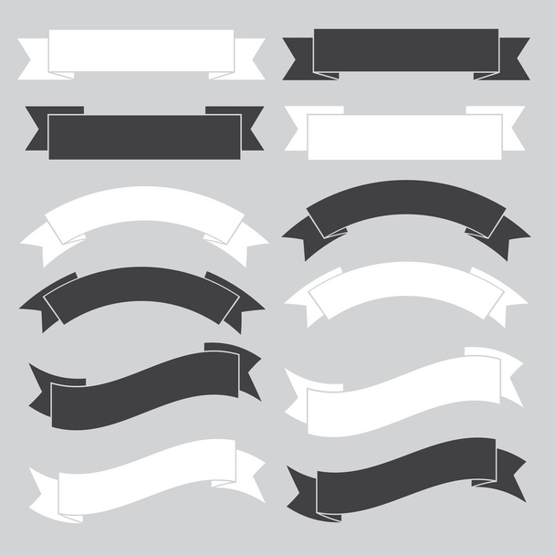 Old ribbon banner ,black and white. - Vector, Image