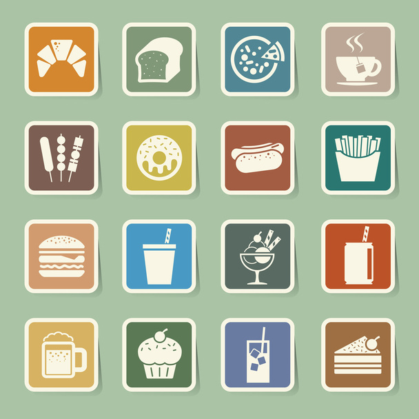 Fast-food sticker pictogrammenset - Vector, afbeelding