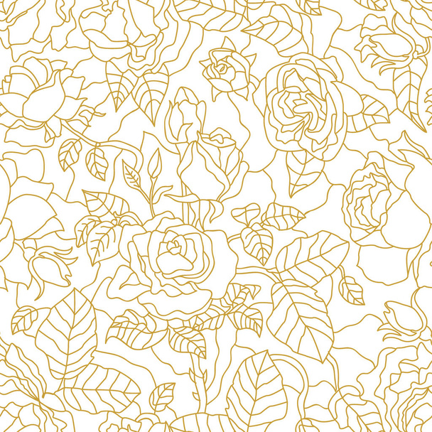 Golden roses on white background. - Vector, imagen