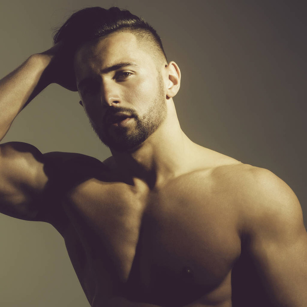male beauty and lifestyle, hairstyle and beard, power and strength - 写真・画像