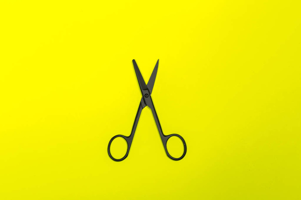 close up of  scissors on color background - Foto, Imagen