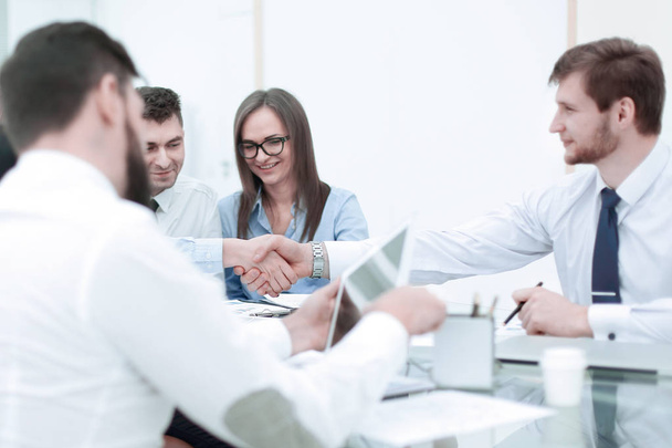 handshake of business people at a working meeting. - Фото, зображення
