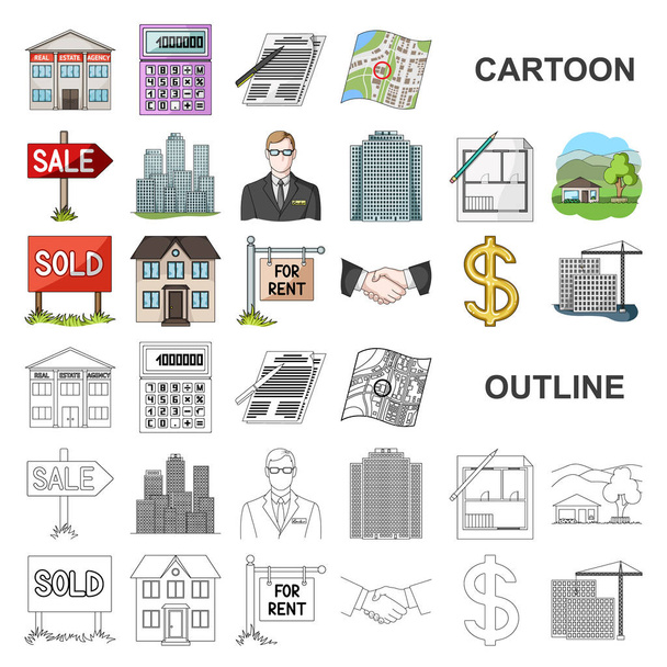 Realtor, agency cartoon icons in set collection for design. Buying and selling real estate vector symbol stock web illustration. - Vector, Imagen