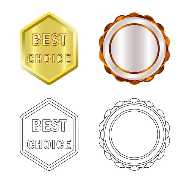 Vector illustration of emblem and badge icon. Collection of emblem and sticker vector icon for stock. - ベクター画像