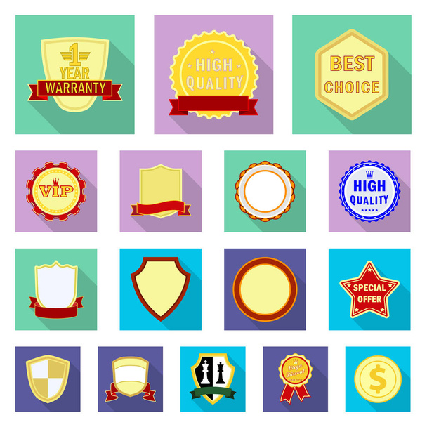 Vector design of emblem and badge symbol. Set of emblem and sticker stock vector illustration. - Вектор, зображення