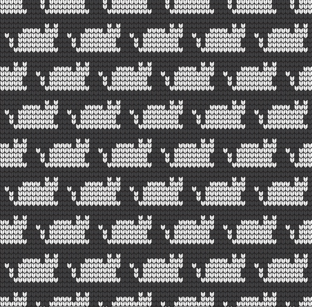 gebreid naadloos patroon met katten gebreide patroon stof - Vector, afbeelding