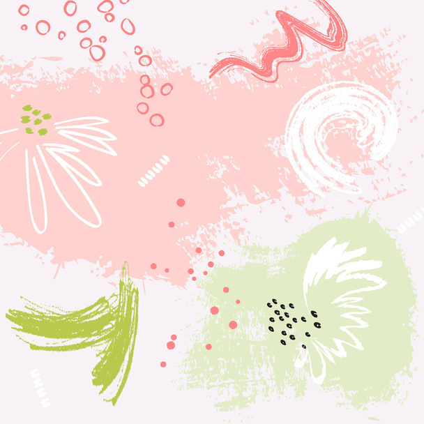 Watermelon grunge pink green bckground. Pastel colors brush stroke paint. Vector abstract paper marker shapes. Ink art elements. - Vektori, kuva