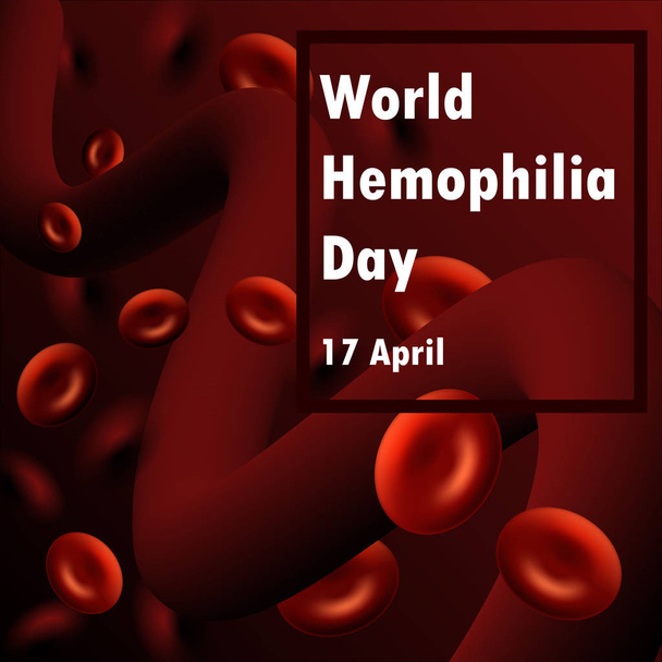Világ nap hemofília banner. Reális vérsejtek háttér. Vektoros illusztráció - Vektor, kép