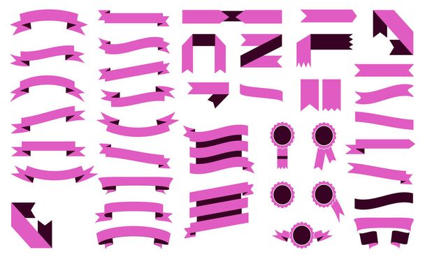 Set of Beautiful Colorful Pink Ribbons.Vector Illustration - Vector, Image