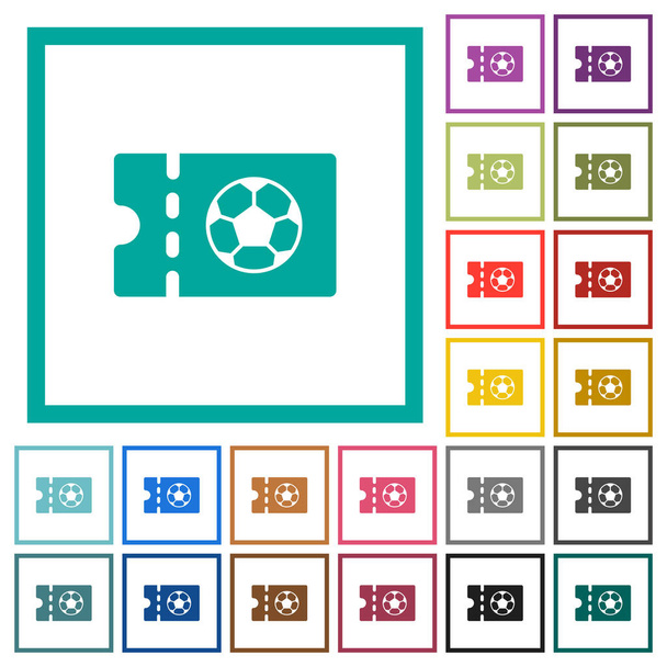 Soccer discount coupon flat color icons with quadrant frames on white background - Vector, Image