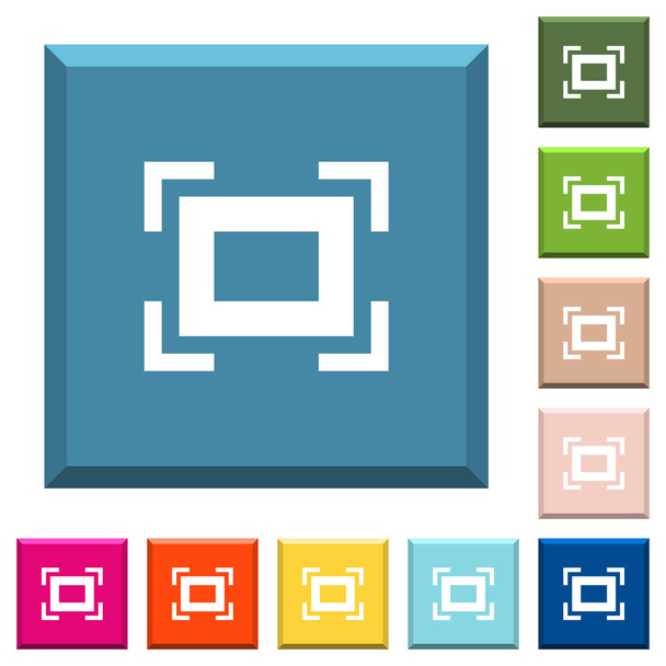 Pełny ekran biały ikony na krawędziach kwadratowe przyciski w modnych kolorach - Wektor, obraz