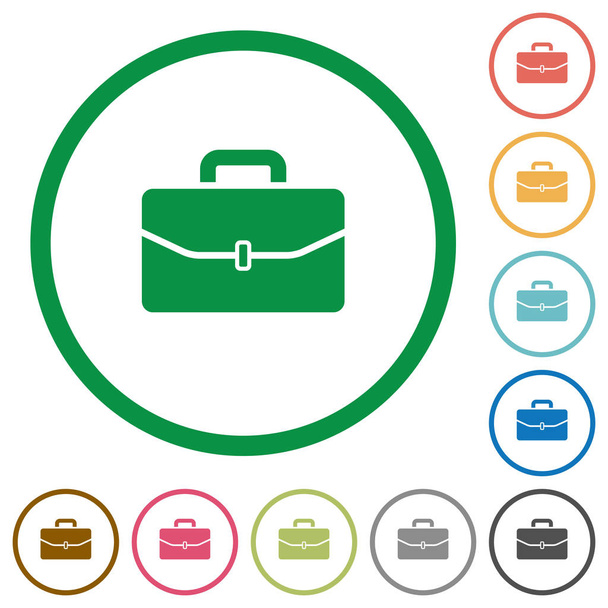 Satchel with one buckle flat color icons in round outlines on white background - Vector, Image