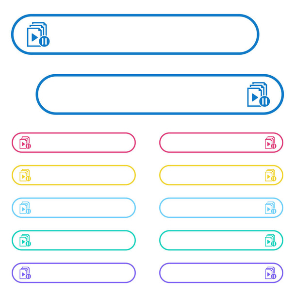 Metti in pausa le icone della playlist nei pulsanti arrotondati del menu a colori. Variazioni icone lato sinistro e destro
. - Vettoriali, immagini