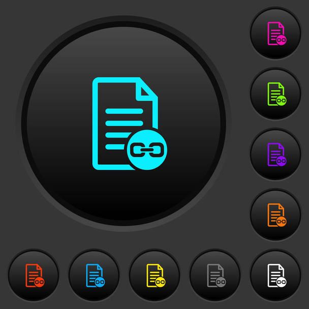 Document attachement boutons poussoirs sombres avec des icônes de couleur vives sur fond gris foncé
 - Vecteur, image