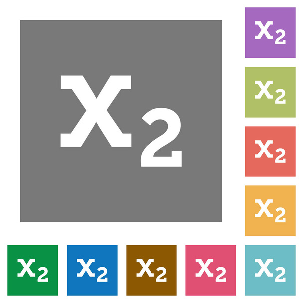 Subscript plat pictogrammen op eenvoudige kleur vierkante achtergronden - Vector, afbeelding