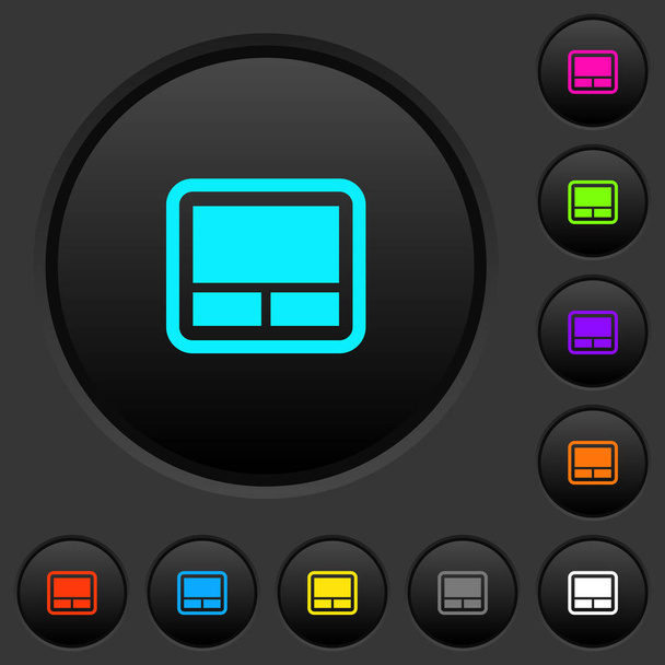 Touche d'ordinateur portable boutons poussoirs sombres avec des icônes de couleur vives sur fond gris foncé
 - Vecteur, image