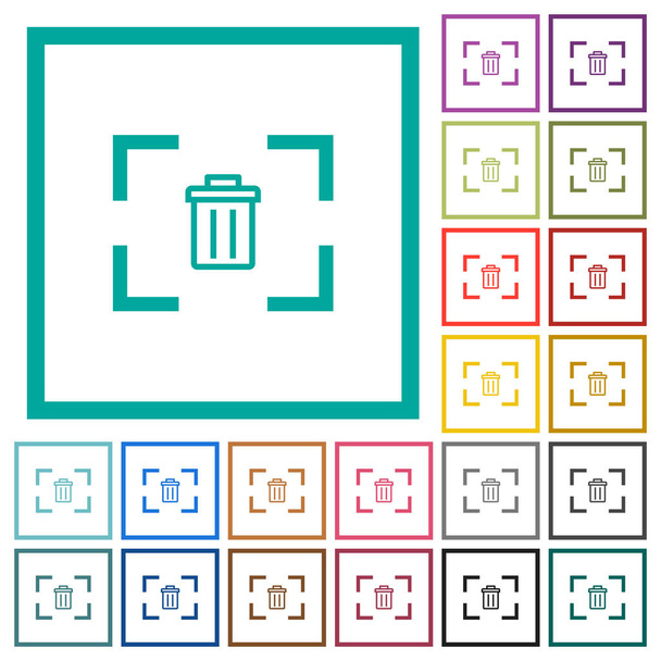 Delete image from camera flat color icons with quadrant frames on white background - Vector, afbeelding