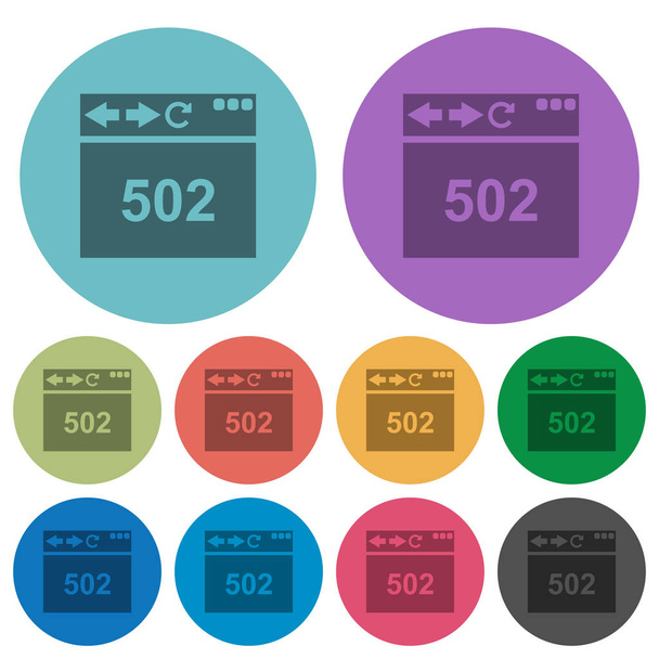 Yuvarlak tarayıcı 502 hatalı ağ geçidi daha koyu düz simgeler renk arka plan - Vektör, Görsel