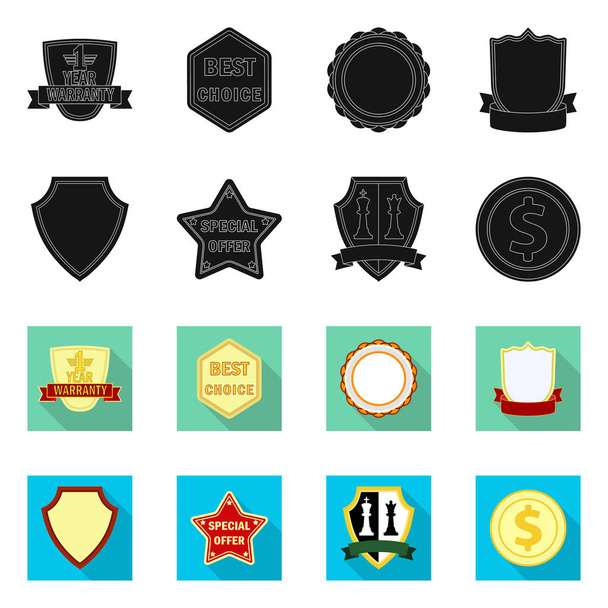 Vector design of emblem and badge sign. Collection of emblem and sticker stock vector illustration. - Vektor, Bild