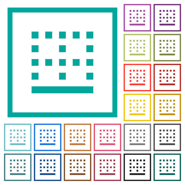 Ícones de cor plana borda inferior com quadros quadrantes no fundo branco
 - Vetor, Imagem