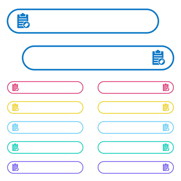 Nota taggare le icone nei pulsanti del menu a colori arrotondati. Variazioni icone lato sinistro e destro
. - Vettoriali, immagini