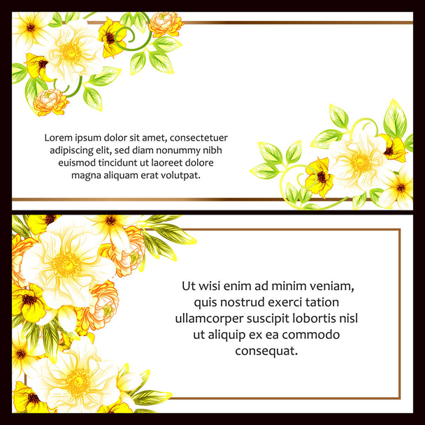 Conjunto de tarjetas de boda de flores estilo vintage. Elementos y marcos florales. - Vector, imagen