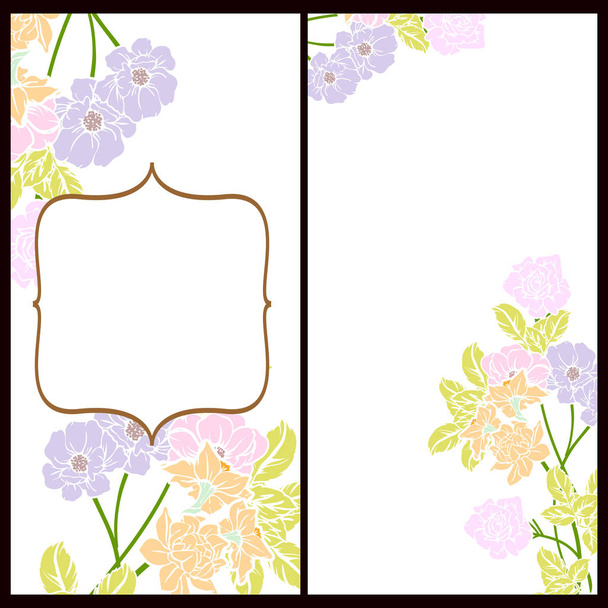 Vintage style flower wedding cards set. Floral elements and frames. - Vector, afbeelding