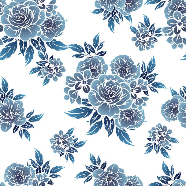 Seamless vintage style monochrome colored flower pattern. Floral elements. - Vektori, kuva