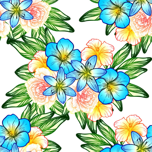 Seamless vintage style flower pattern. Floral elements in color - Vektor, obrázek