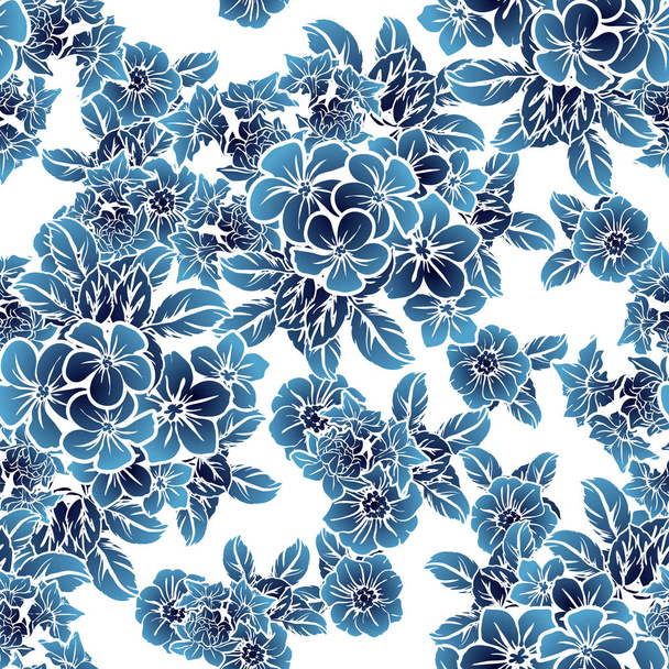 Seamless vintage style monochrome colored flower pattern. Floral elements. - Vektor, obrázek