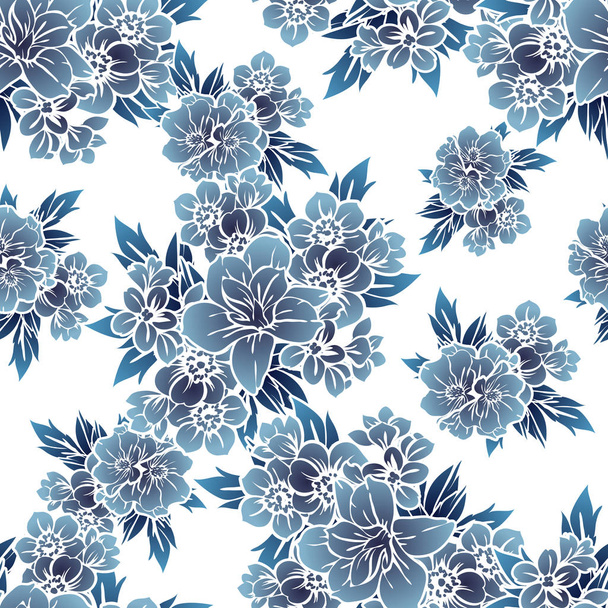 Seamless vintage style monochrome colored flower pattern. Floral elements. - Vetor, Imagem