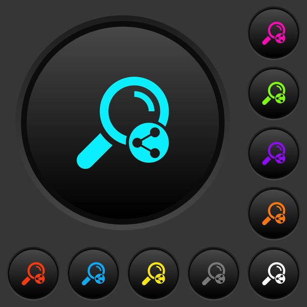 Доля поиска темные кнопки с яркими цветовыми значками на темно-сером фоне
 - Вектор,изображение