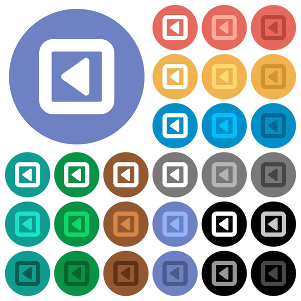 Alternar iconos planos multicolores a la izquierda sobre fondos redondos. Incluye variaciones de iconos blancos, claros y oscuros para efectos de flotación y estado activo, y tonos de bonificación
. - Vector, Imagen