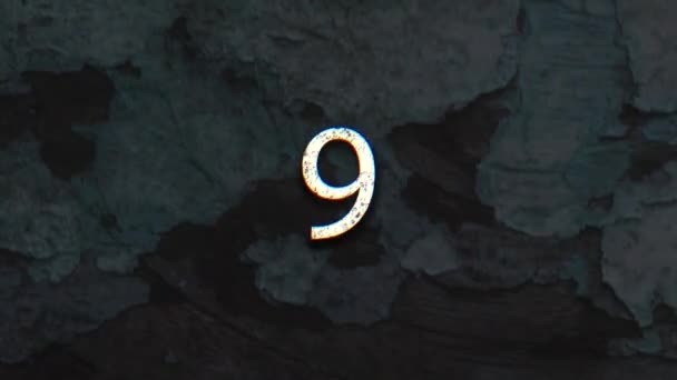 Countdown animation from 10 to 0 over vintage wood background with peeling paint - Footage, Video