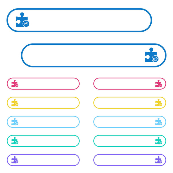 Exportar iconos de plugin en botones de menú de color redondeado. Variaciones del icono del lado izquierdo y derecho
. - Vector, imagen