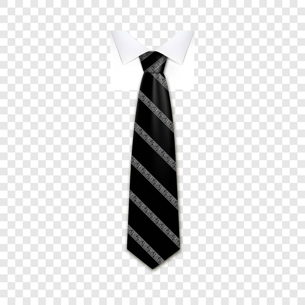 Black striped tie icon, realistic style - Vector, Image