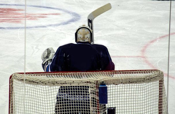 hockey goalkeeper at the gate on the ice - Photo, Image