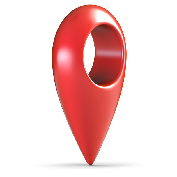 Red glossy 3d map geo pin on white background with shadow - Photo, Image