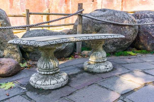 beautiful stone greek style bench or table amazing garden decoration - Photo, Image