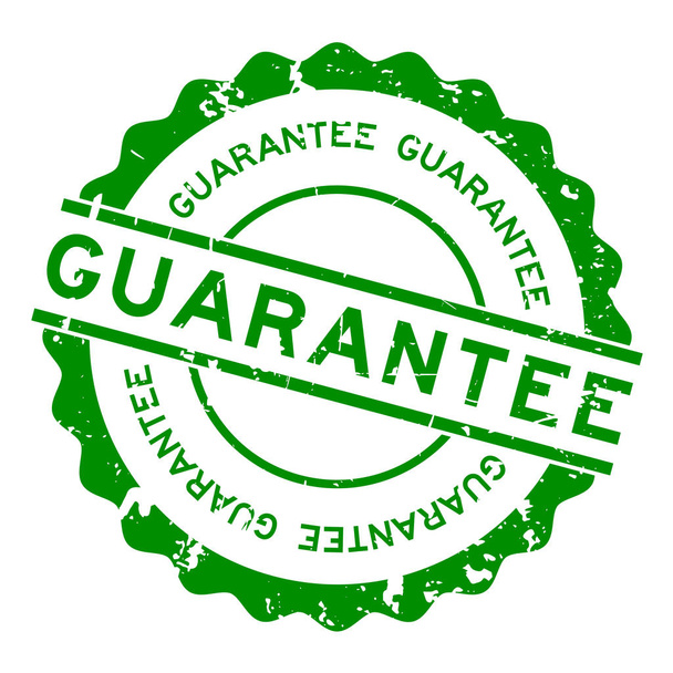 Grunge groen garantie woord ronde stempel-zegel op witte achtergrond - Vector, afbeelding