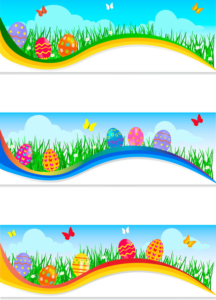 Easter banners with colorful Easter eggs - Vector, afbeelding