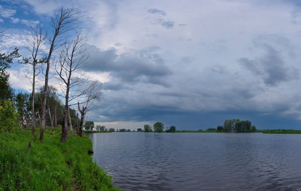 Venäjältä. Länsi-Siperian eteläpuolella. Kesän tuuleton päivä Ob-joella - Valokuva, kuva